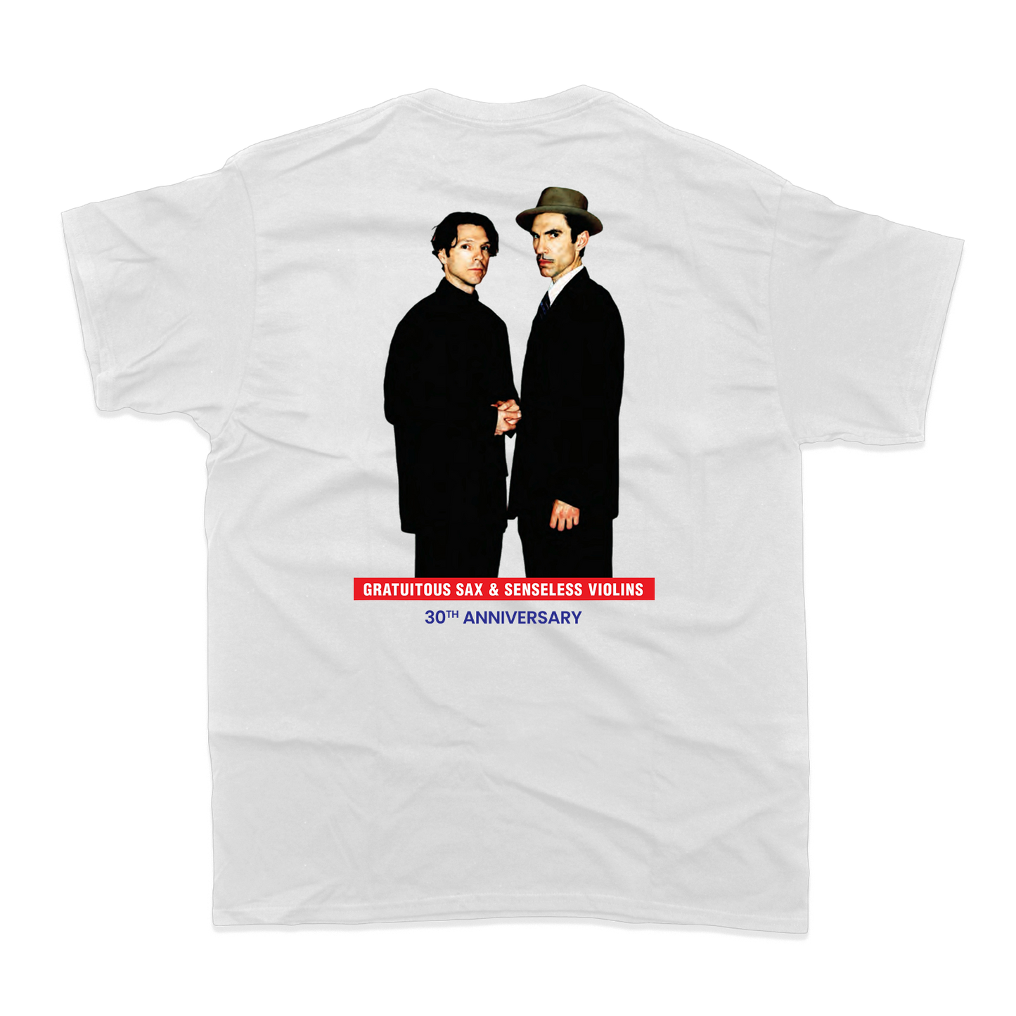 GRATUITOUS SAX & SENSELESS VIOLINS 30TH ANNIVERSARY T-SHIRT (WHITE)