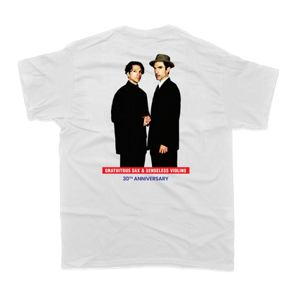 GRATUITOUS SAX & SENSELESS VIOLINS 30TH ANNIVERSARY T-SHIRT (WHITE)